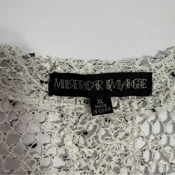 Mirror Image Sheer Crochet Knit Cardigan XL Boho Beach Cover Up - Picture 4 of 7